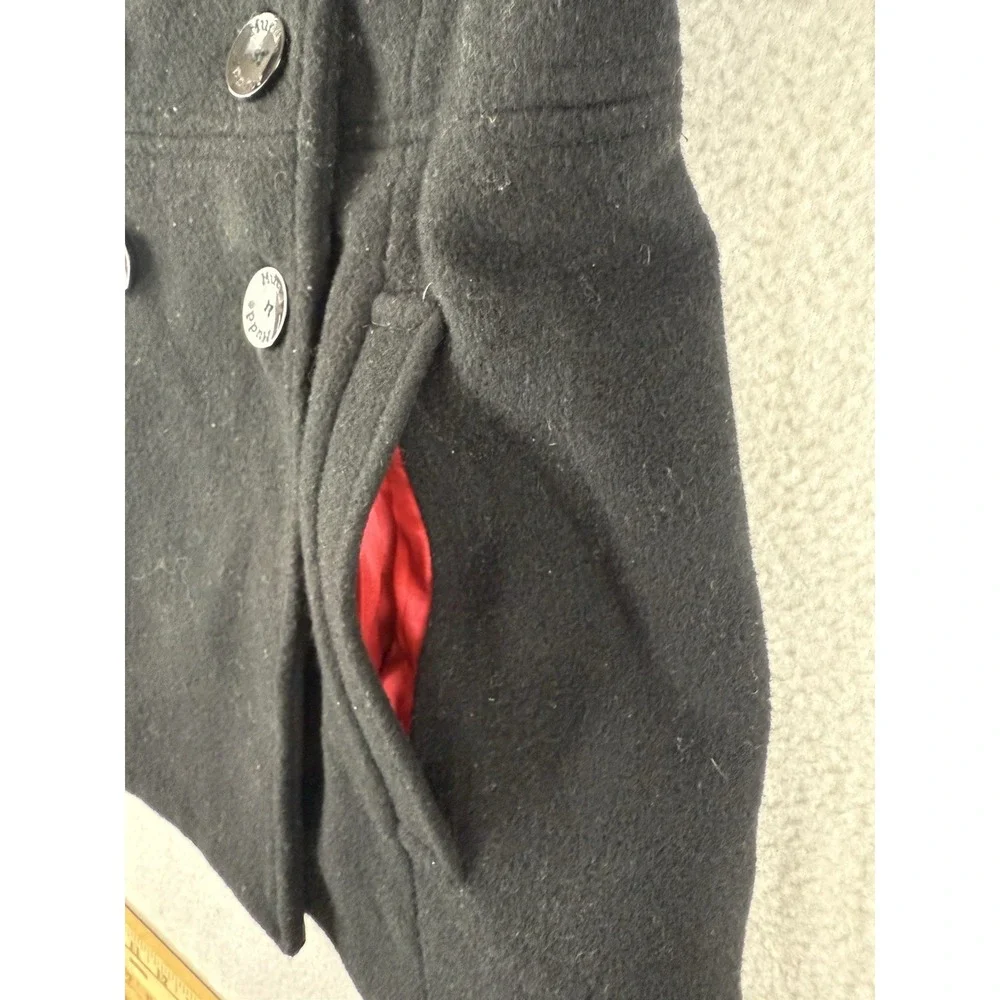 Vtg Y2K‎ Mudd Hooded Wool Blend Double Breasted Peacoat Juniors JRS Medium Black